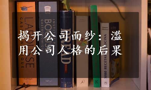 揭开公司面纱：滥用公司人格的后果