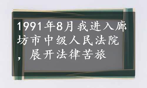 1991年8月我进入廊坊市中级人民法院，展开法律苦旅