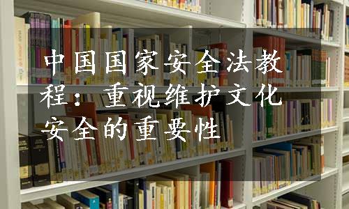 中国国家安全法教程：重视维护文化安全的重要性