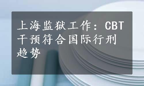 上海监狱工作：CBT干预符合国际行刑趋势