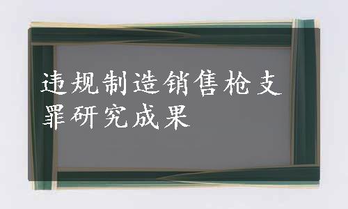 违规制造销售枪支罪研究成果