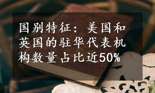 国别特征：美国和英国的驻华代表机构数量占比近50%