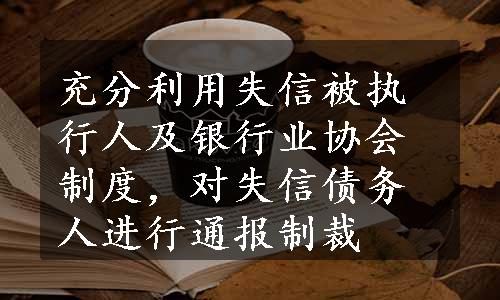 充分利用失信被执行人及银行业协会制度，对失信债务人进行通报制裁