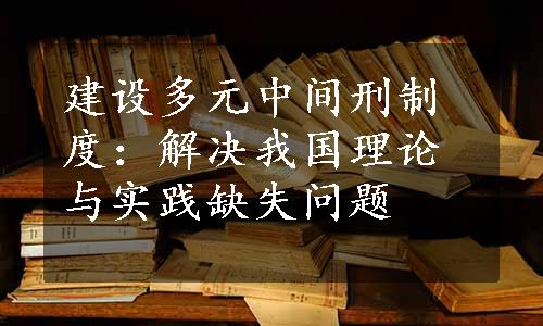 建设多元中间刑制度：解决我国理论与实践缺失问题