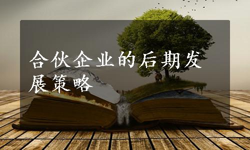 合伙企业的后期发展策略