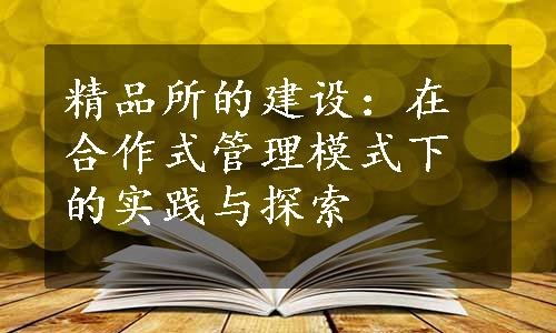 精品所的建设：在合作式管理模式下的实践与探索