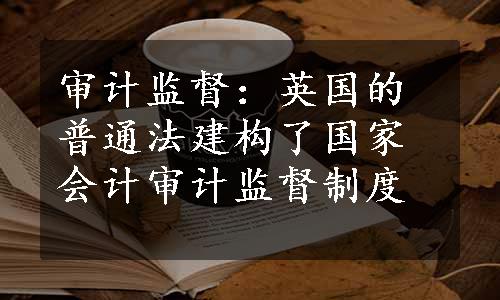 审计监督：英国的普通法建构了国家会计审计监督制度