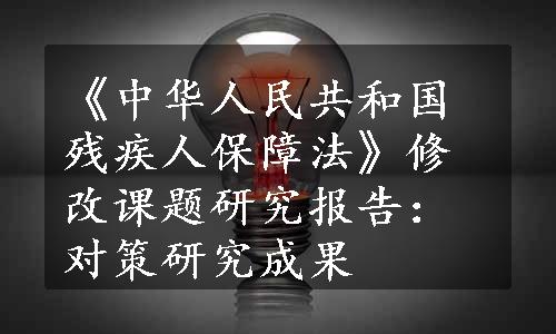 《中华人民共和国残疾人保障法》修改课题研究报告：对策研究成果