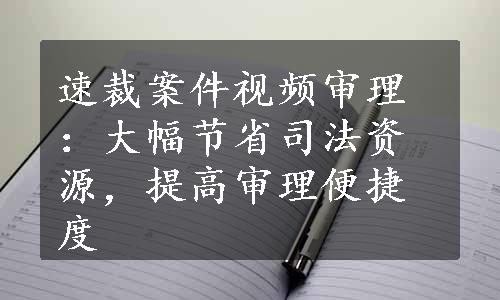 速裁案件视频审理：大幅节省司法资源，提高审理便捷度