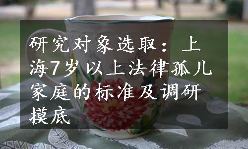 研究对象选取：上海7岁以上法律孤儿家庭的标准及调研摸底