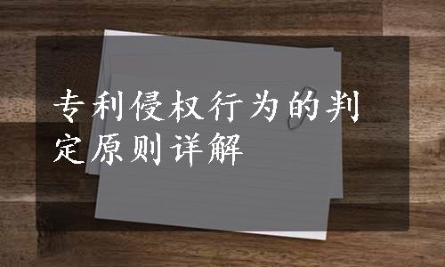 专利侵权行为的判定原则详解