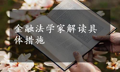 金融法学家解读具体措施