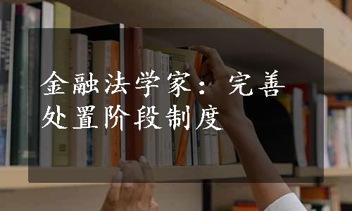 金融法学家：完善处置阶段制度