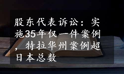 股东代表诉讼：实施35年仅一件案例，特拉华州案例超日本总数