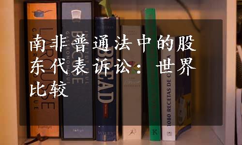 南非普通法中的股东代表诉讼：世界比较