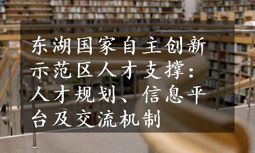 东湖国家自主创新示范区人才支撑：人才规划、信息平台及交流机制