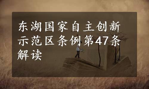 东湖国家自主创新示范区条例第47条解读