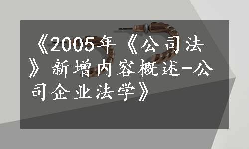 《2005年《公司法》新增内容概述-公司企业法学》