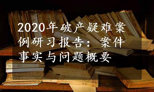 2020年破产疑难案例研习报告：案件事实与问题概要