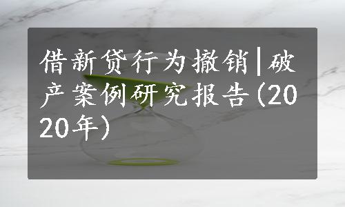 借新贷行为撤销|破产案例研究报告(2020年)