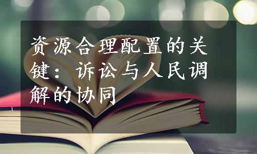 资源合理配置的关键：诉讼与人民调解的协同