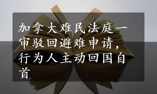 加拿大难民法庭一审驳回避难申请，行为人主动回国自首