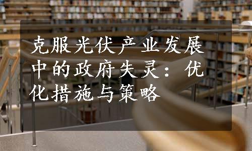 克服光伏产业发展中的政府失灵：优化措施与策略