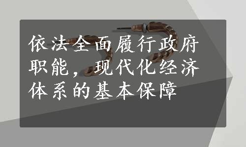 依法全面履行政府职能，现代化经济体系的基本保障