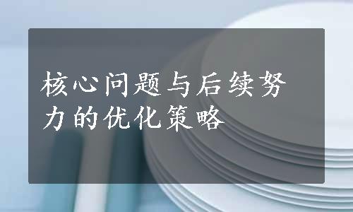 核心问题与后续努力的优化策略