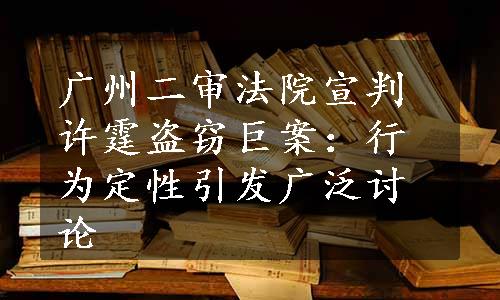 广州二审法院宣判许霆盗窃巨案：行为定性引发广泛讨论