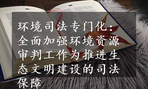 环境司法专门化：全面加强环境资源审判工作为推进生态文明建设的司法保障