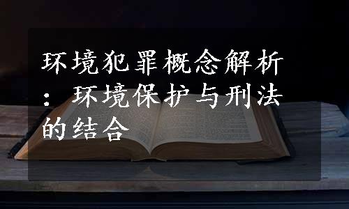 环境犯罪概念解析：环境保护与刑法的结合