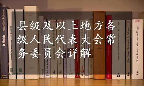 县级及以上地方各级人民代表大会常务委员会详解