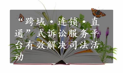 “跨域·连锁·直通”式诉讼服务平台有效解决司法活动