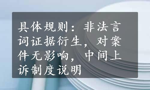 具体规则：非法言词证据衍生，对案件无影响，中间上诉制度说明