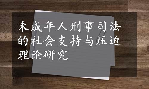 未成年人刑事司法的社会支持与压迫理论研究