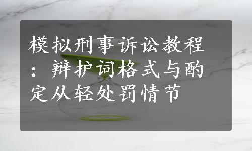 模拟刑事诉讼教程：辩护词格式与酌定从轻处罚情节