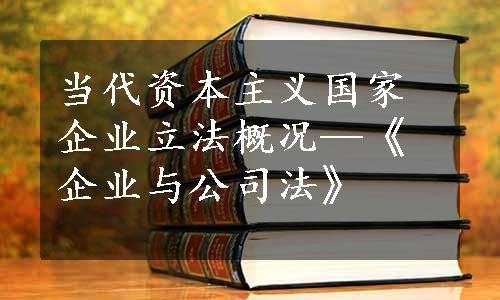 当代资本主义国家企业立法概况—《企业与公司法》