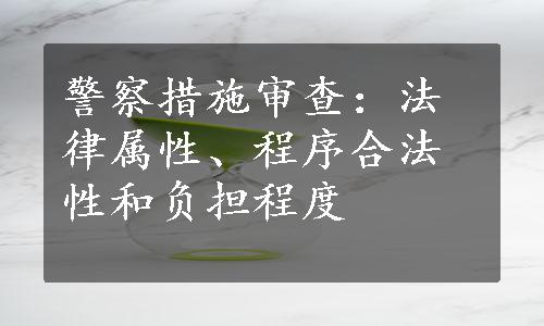 警察措施审查：法律属性、程序合法性和负担程度