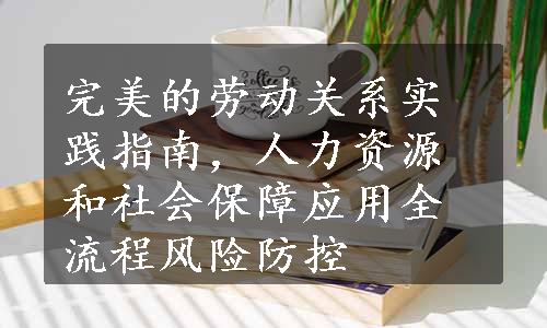 完美的劳动关系实践指南，人力资源和社会保障应用全流程风险防控