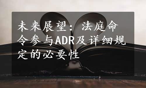 未来展望：法庭命令参与ADR及详细规定的必要性