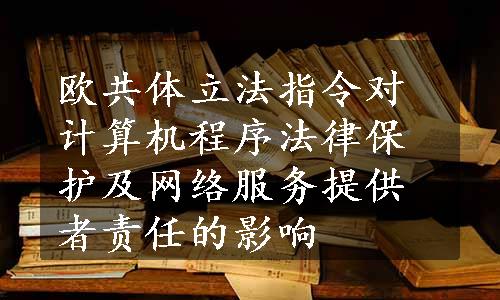 欧共体立法指令对计算机程序法律保护及网络服务提供者责任的影响