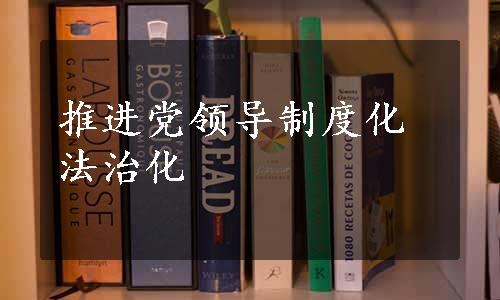 推进党领导制度化法治化