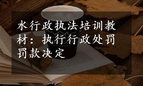 水行政执法培训教材：执行行政处罚罚款决定