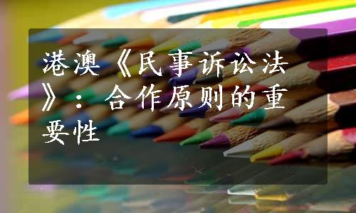 港澳《民事诉讼法》：合作原则的重要性