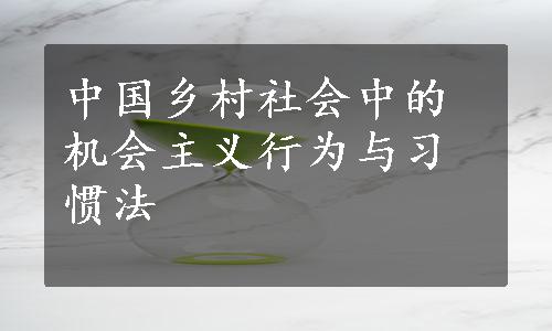 中国乡村社会中的机会主义行为与习惯法