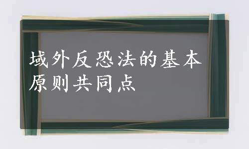 域外反恐法的基本原则共同点