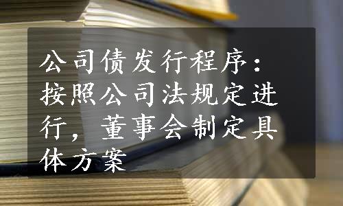 公司债发行程序：按照公司法规定进行，董事会制定具体方案