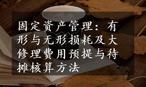 固定资产管理：有形与无形损耗及大修理费用预提与待摊核算方法