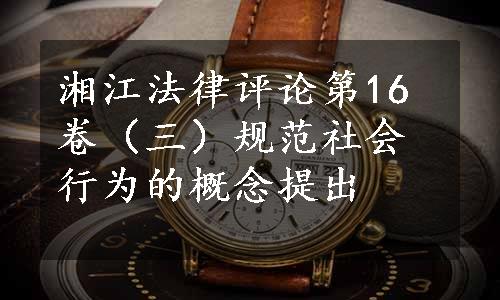 湘江法律评论第16卷（三）规范社会行为的概念提出